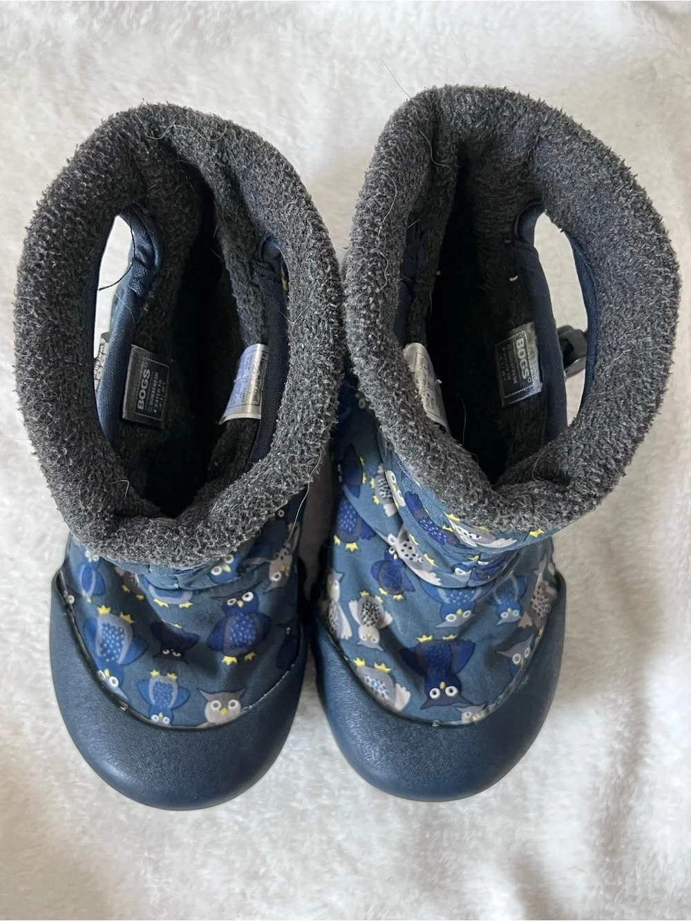 Bogs Kids Blue Owl Print puff b-mic Waterproof Winter Boots